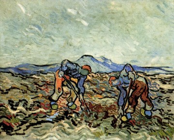 Campesinos levantando patatas 2 Vincent van Gogh Pinturas al óleo